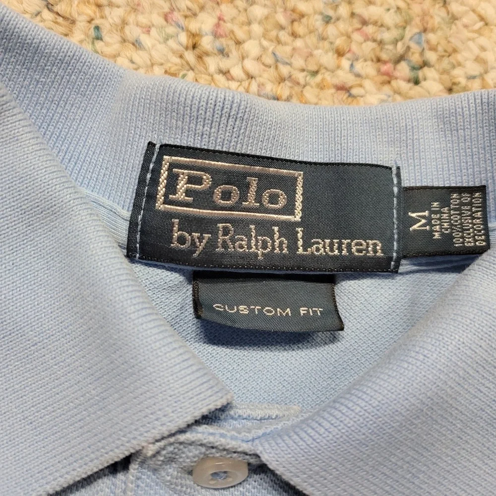Polo Ralph Lauren Shirt Mens Medium Blue Custom Fit Short Sleeve Pony